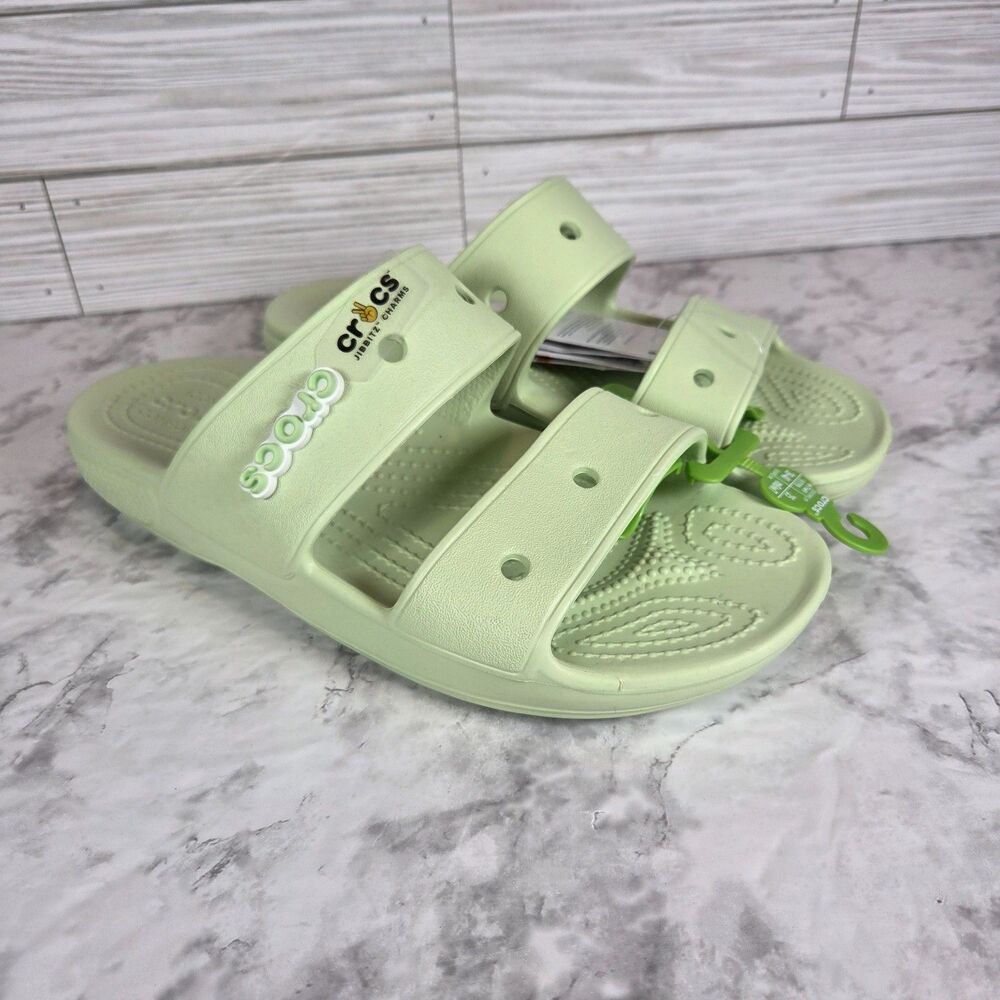 Crocs Women's Classic Two-Strap Slide Sandals Size 9 Celery Green NWT